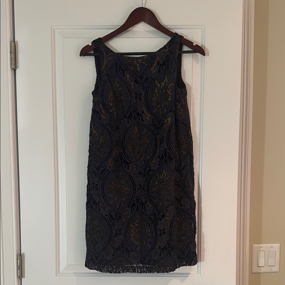 LOFT Navy Blue and Gold Dress